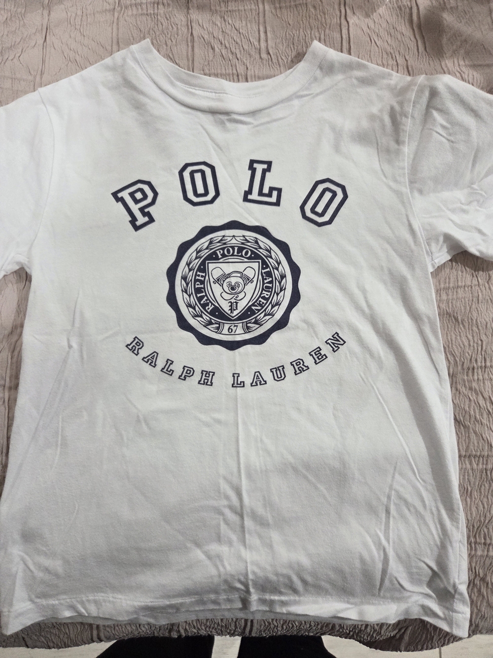 Ralph Lauren White Tee with Navy Polo Crest